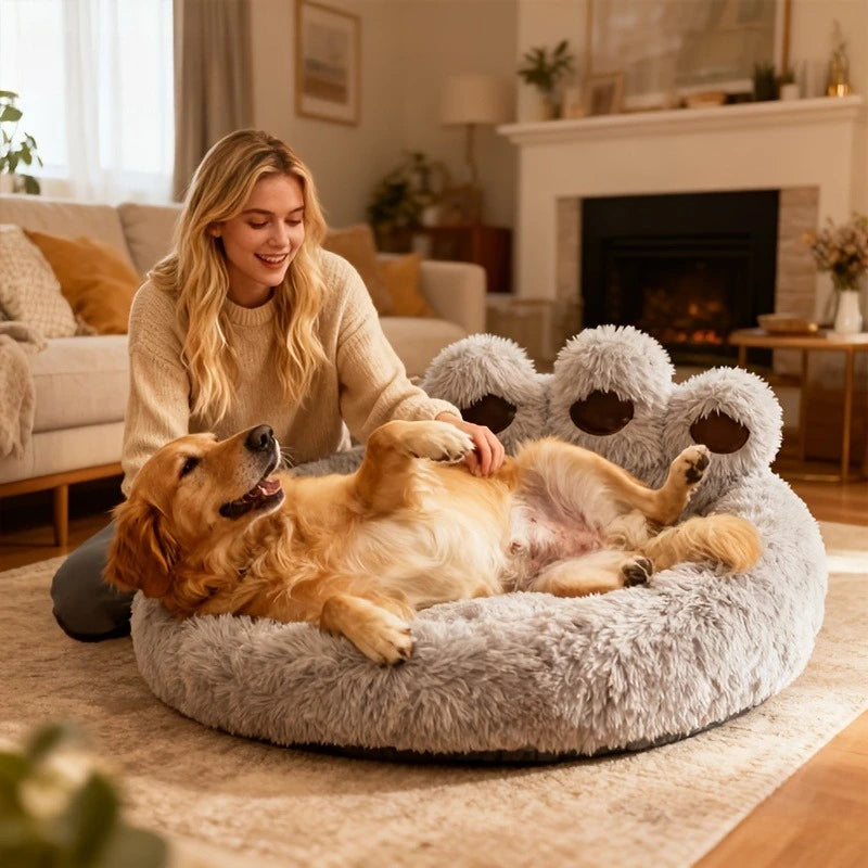 Beruhigendes Plüsch-Haustierbett für Hunde & Katzen – Anti-Angst, superweich & waschbar